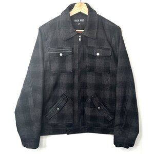 Black Rivet Womens Wool Blend Jacket Y2K Full Zip Gray Plaid Size X-Large (16)